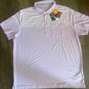 NWT Puma Cloudspun Polo Mens Size XXL Purple White Pinstripe